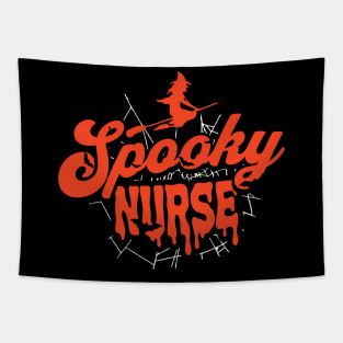 Cute Halloween Spooky Nurse Orange and Black Halloween Witch School Nurse Tapestry