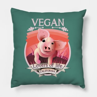 Vegan - Lovers of life. California Vegan (light lettering) Pillow