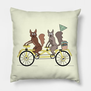 Squirrels on a tandem bike Pillow