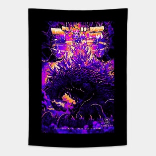 Retro God Fire Zilla Tapestry