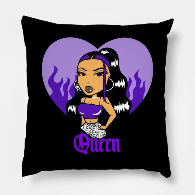 Queen Doll girl Purple-Out heart v1.1 Pillow by Just In Tee Shirts