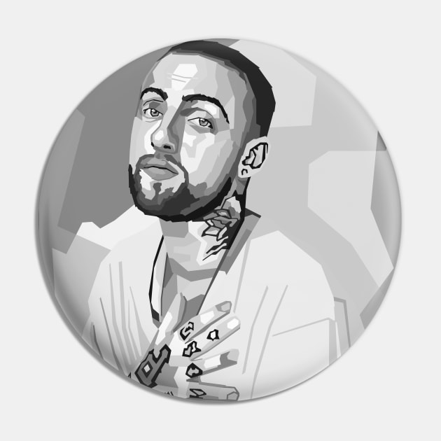 Rapper Black And White Pin by Zet Art