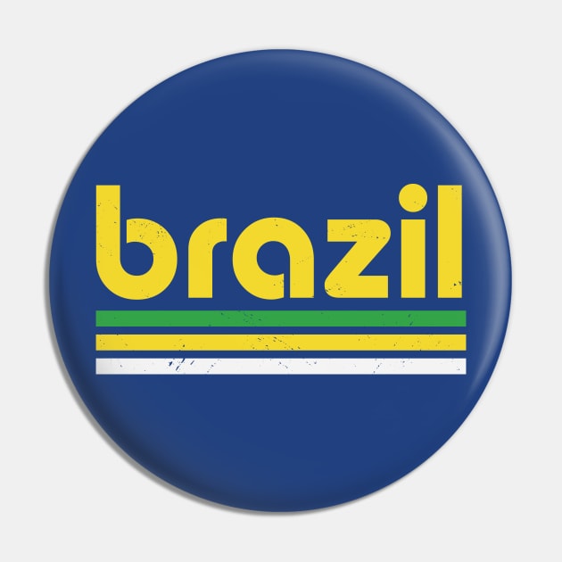 Retro Brazil Word Art // Proud Brazilian Vintage Grunge Pin by Now Boarding