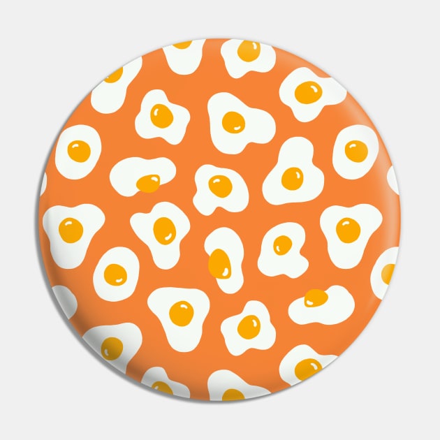 Cute Food Eggs Pattern Orange Background Pin by mamita.design