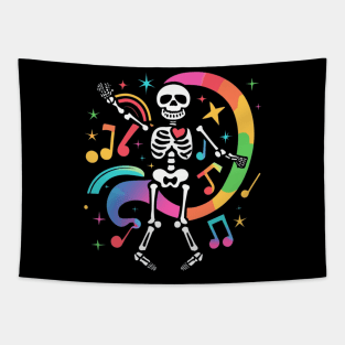 Dancing Skeleton Rainbow Tapestry