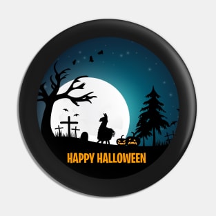 Happy Halloween Llama Silhouette Pin