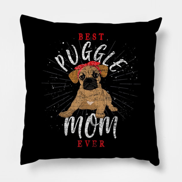 Cute Puggle Mom Mothers Day Dog Parent Dog Lover Puggle Pillow by Zak N mccarville
