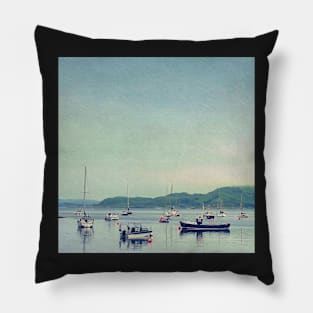 Scottish Coastline With Boats Pillow