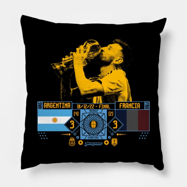 Argentina / Messi - World Champion 2022 Qatar (Gold) Pillow by LANX