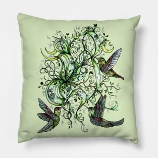 Hummingbird Garden Party Pillow