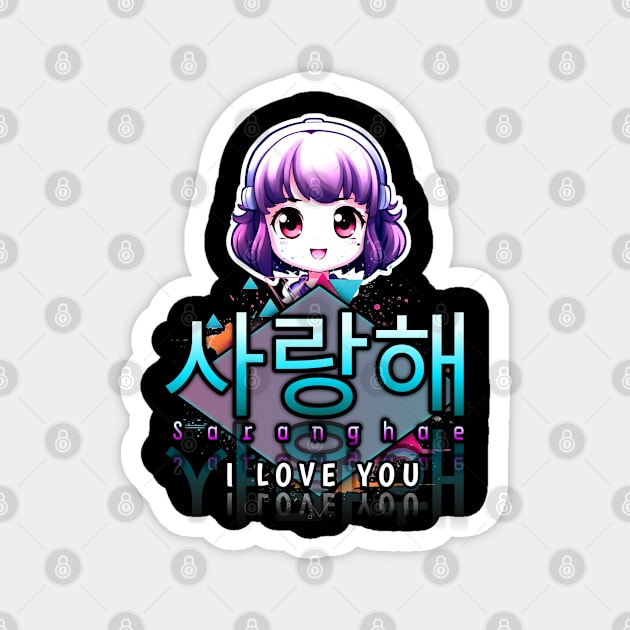 Saranghae - I Love You - Korean Quote Magnet by MaystarUniverse