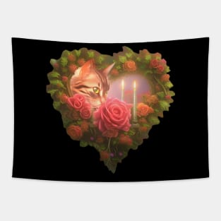 Valentine's Day Cat Heart Tapestry