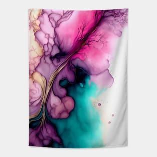 Petal Fusion - Abstract Alcohol Ink Resin Art Tapestry