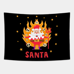 Santa devil skull from hell Tapestry