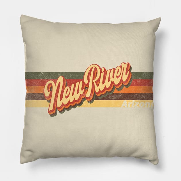 New River Arizona Skyline Vintage Retro T-Shirt Gift - New River Arizona - New River Arizona Tourist Gift - New River Arizona Hometown T-Shirt T-Shirt Pillow by Happy as I travel