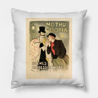 MOTHU et DORIA Vintage French Theater Lithograph Poster by Alexandre Theophile Steinlen 1893 Pillow