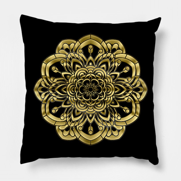 Download 3d Gold Mandala Design 4 Sacred Geometry Flower Of Life Mandala Mandala Flower Patterns Pillow Teepublic