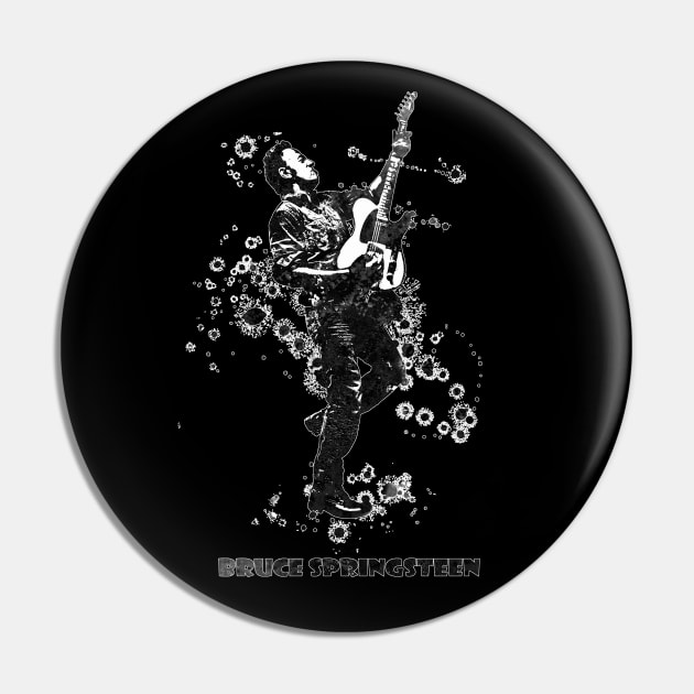 Bruce Springsteen The Boss Watercolor Splatter 06bw Pin by SPJE Illustration Photography