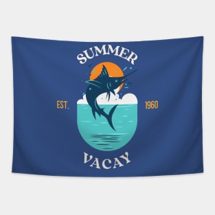 Swordfish Summer Vacation Deep Sea Fishing Vacay Ocean Tapestry