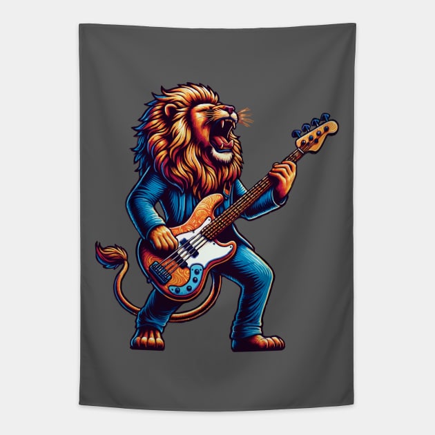 Lion Groove King: Roaring Bass Tapestry by Blended Designs