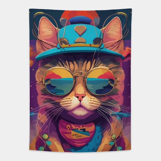 Cats and Chuckles - Exploring the World of Purr-fect Puns Tapestry by Moulezitouna