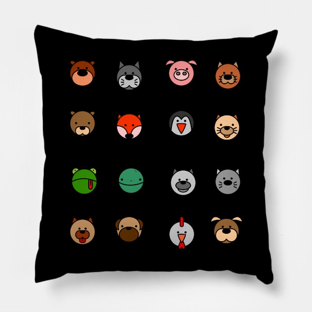 Animal Faces Pet Heads Circle Pack Pillow by W.Pyzel