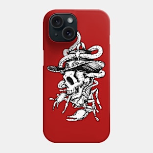 Artistic Skull Drawing w/Hat and Snake Motif Phone Case