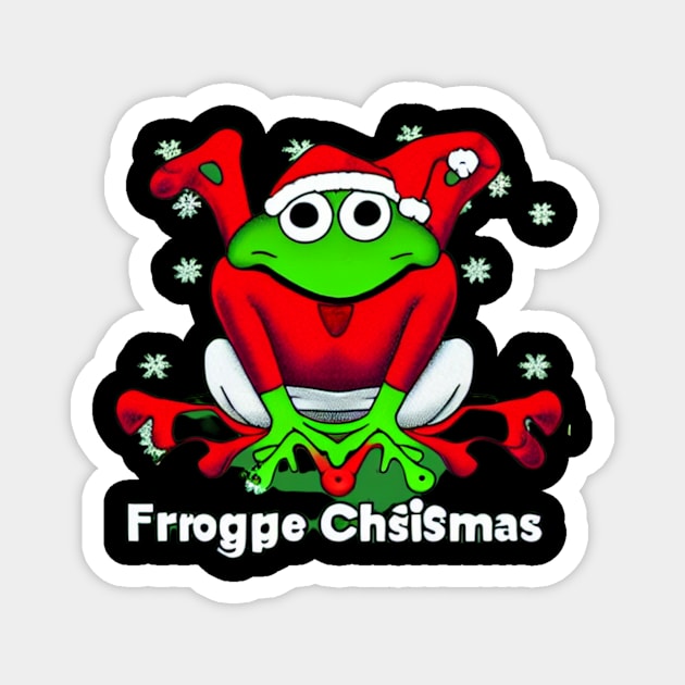 Frog Merry Christmas Mashup Magnet by divawaddle