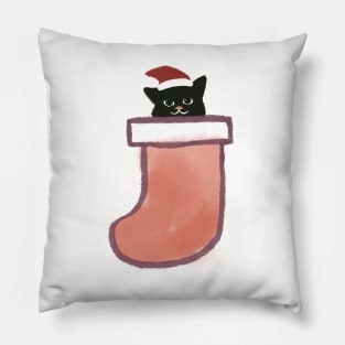 Hidden Cat Xmas Minimal Cat inside sock Pillow