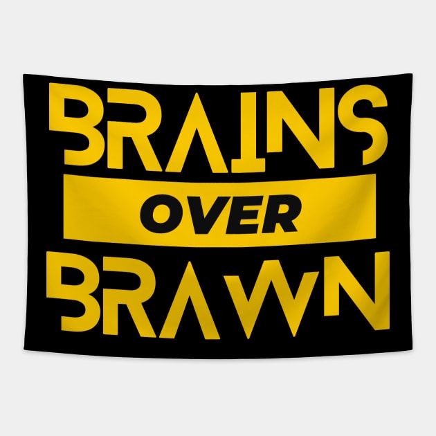 Brains Over Brawn Motivational Inspirational Tapestry by docferds