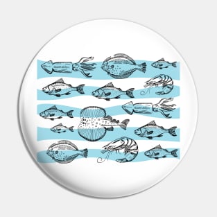 Sea Fishes - Hand Drawn - Striped Pin