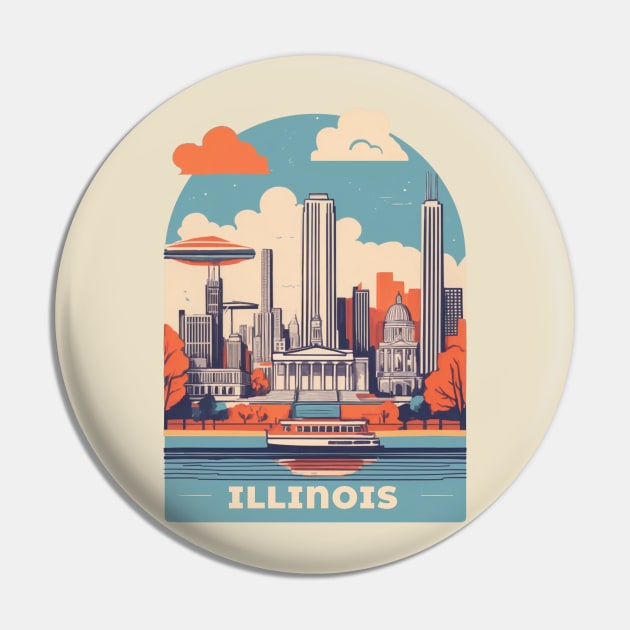 Illinois Vintage Design Pin by huefinder