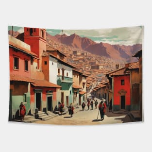 Cusco Peru Tourism Vintage Poster Tapestry