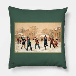 19th C. Snowball Fight Pillow