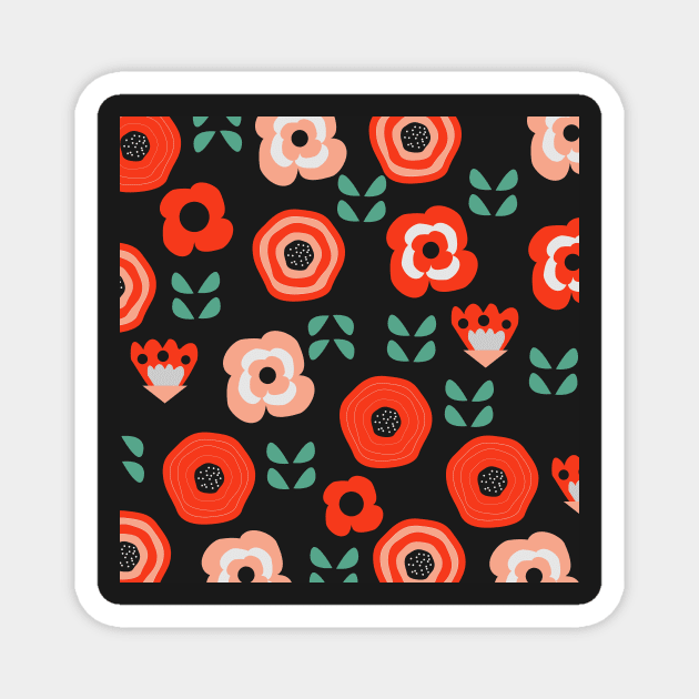 Midnight floral decor Magnet by cocodes