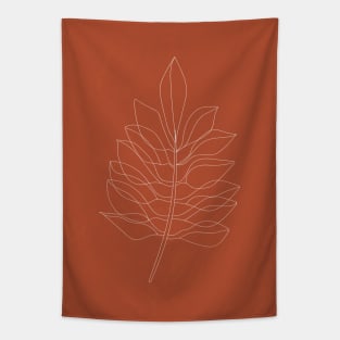 Abstract Line Work, Terracotta, Boho, Minimalist Leaf, Earth Tones Tapestry