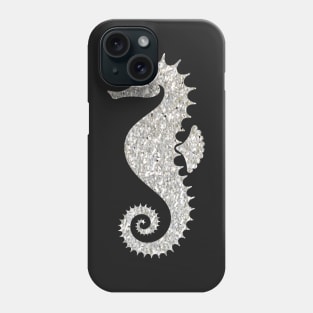 Silver Faux Glitter Seahorse Phone Case