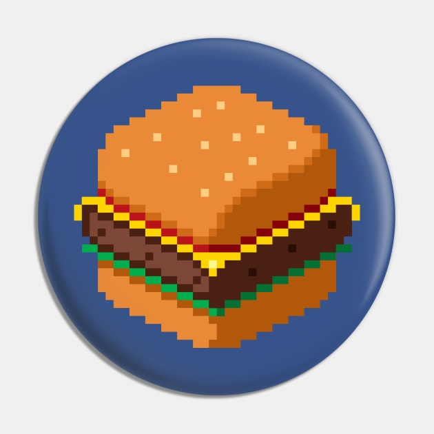 Isometric Pixel Art Cheeseburger Pin by PXLFLX