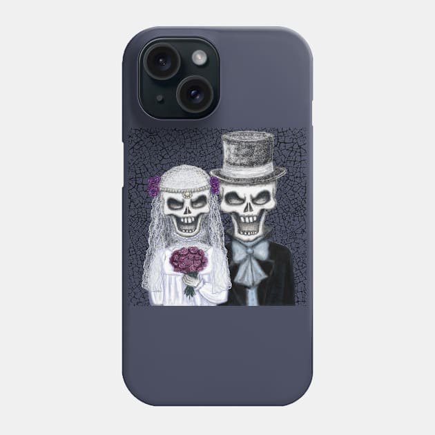 Skull Wedding Dolls Portrait Phone Case by Robyn Warne Designs