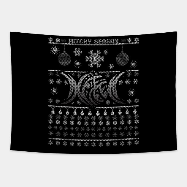 Witchy Pagan Ugly Christmas Yuletide Sweater Tapestry by hybridgothica