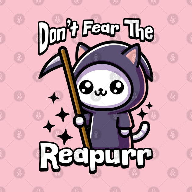 Don't Fear The Reapurr! Cute Cat Grim Reaper Pun by Cute And Punny