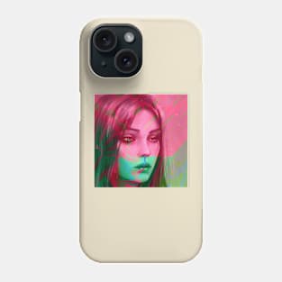 ICE CREAM Sweet Pink and Green Portrait Glitch Art Phone Case