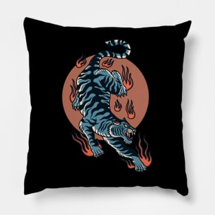 Pouncing Blue Tiger Pillow