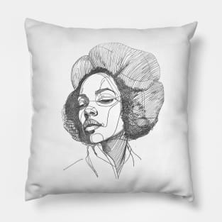 Chalk drawing - woman Pillow