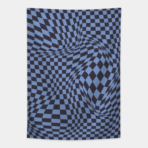 Checkerboard Pattern - Black Blue Tapestry by Colorable