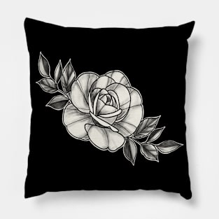 Peony Black and White Flower Sketching Desing Pillow