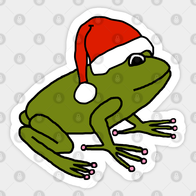 Cute Frog Wearing a Christmas Santa Hat - Holidays - Sticker