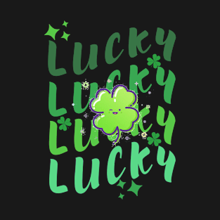 Trendy Repeating LUCKY Word Design T-Shirt