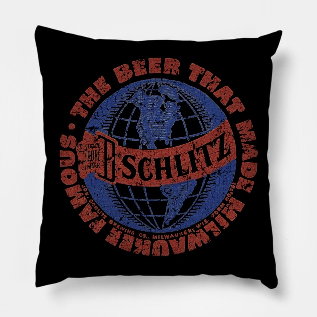 Milwaukee Schlitz Beer Pillow by ngilerterus