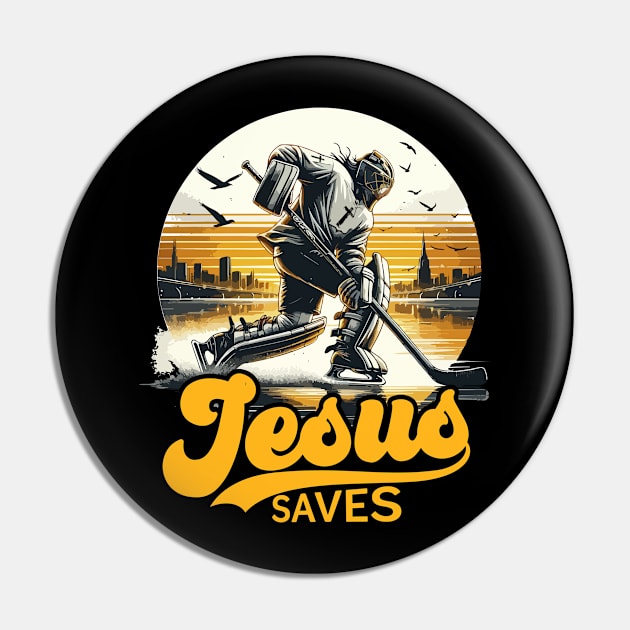 Hockey Jesus Saves Vintage Pin by Che Tam CHIPS